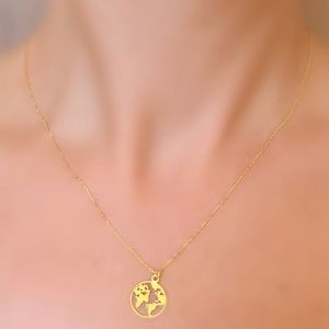 Sterling Silver Earth Necklace, Globe World Necklace, Minimalist Travel Necklace